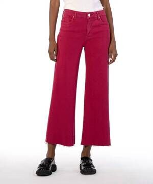 NEW KUT FROM THE KLOTH meg high rise fab ab wide leg raw hem jeans in dragon fru